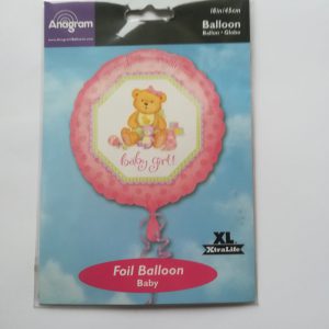 Folinis  balionas mergaitei „BABY GIRL su meškiuku“